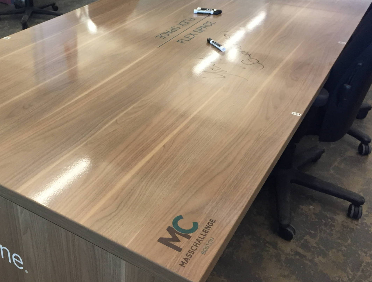 Custom dry erase whiteboard table surface