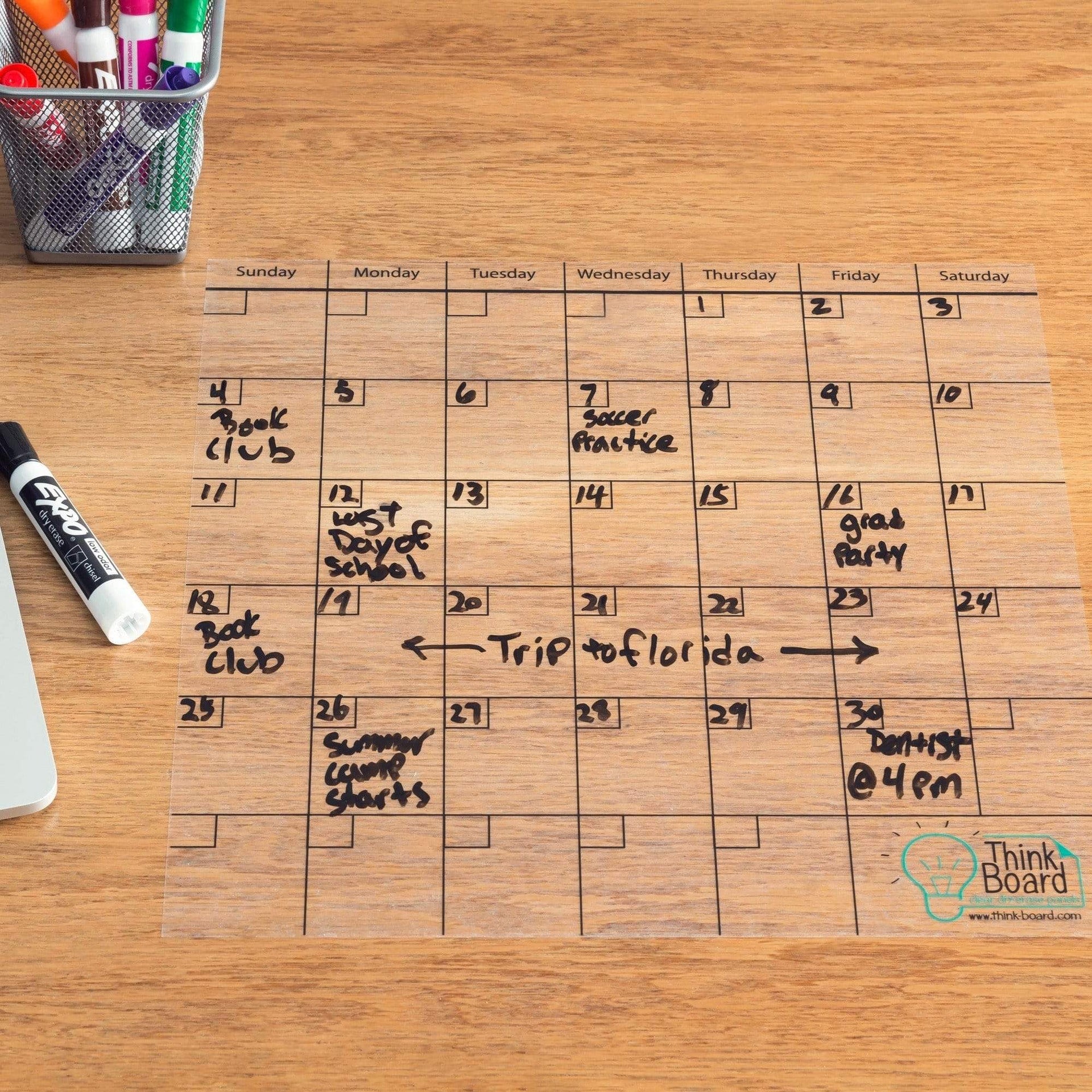 Think Board Self-Adhesive Whiteboard Wall and Refrigerator Calendar, Peel and